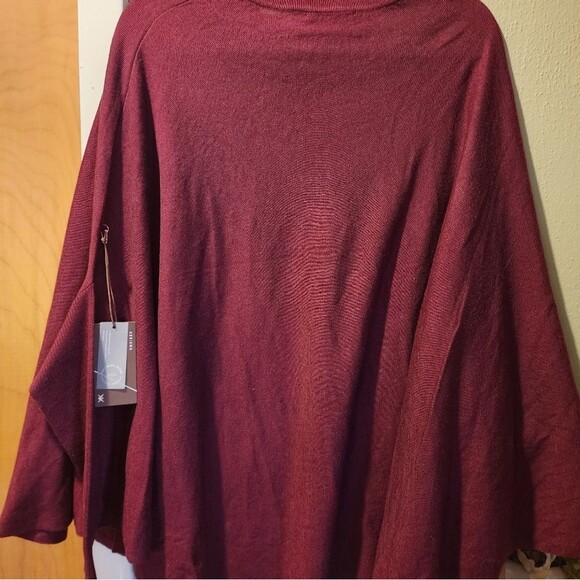 Kerisma Dolman Poncho Burgundy Wool Blend One Size (Fits Like S/M) Travel - Picture 6 of 7